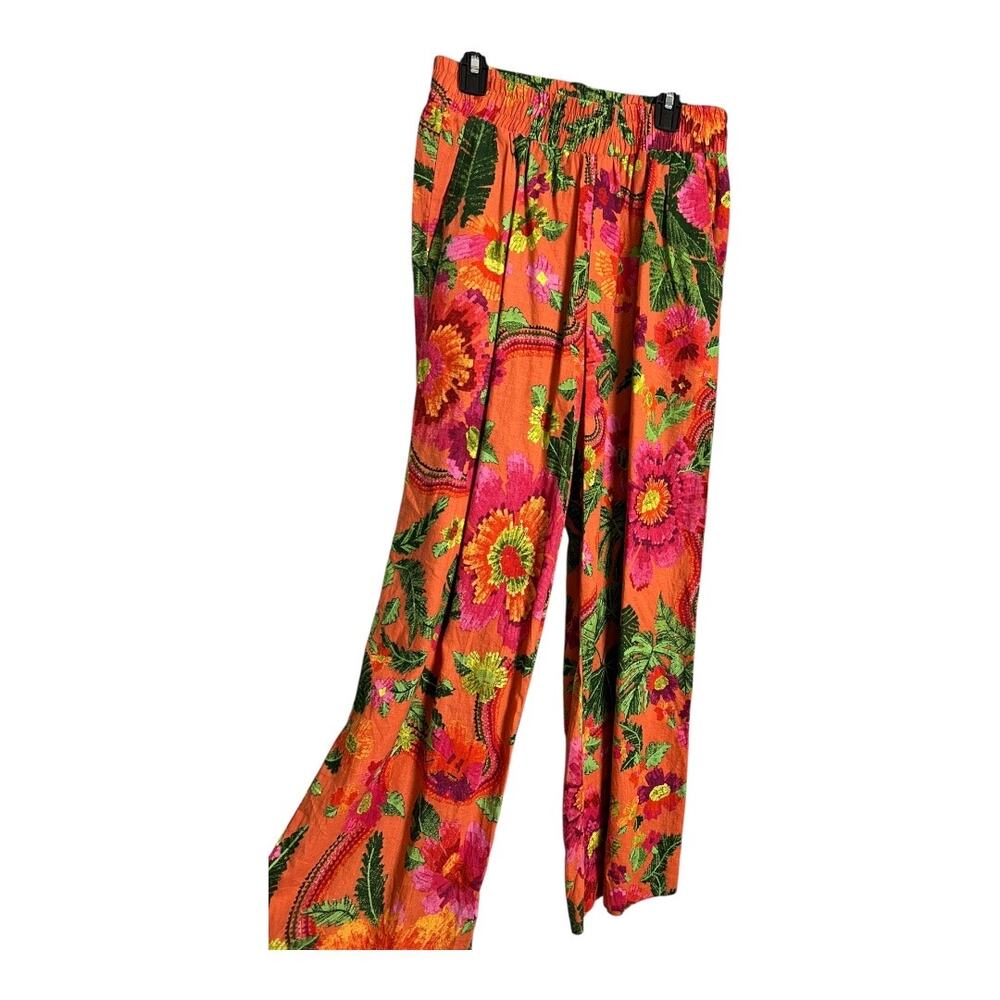Cynthia Rowley Floral Linen Pants Tropical Small Rayon Loose Casual Cruise Vacay - Picture 3 of 7